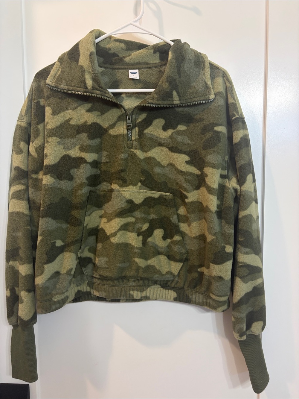 Old Navt Camo Half-Zip Fleece Pullover - Olive Green